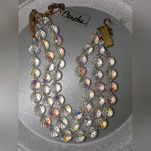 Vintage Jewelry - NOS EVC CAROLEE HEAVY IRIDESCENT CHOKER NECKLACE CHUNKY